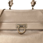 Metallic Grained Calfskin Medium Sofia Satchel Gold