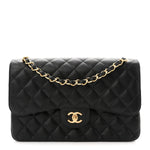 Caviar Quilted Jumbo Double Flap Black