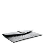 Calfskin Crocodile Embossed Uptown Monogram Pouch Black