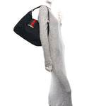 Monogram Large New Ladies Web Hobo Black