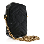 Calfskin Matelasse Mini GG Marmont Crossbody Bag Black