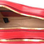 Calfskin Matelasse Diagonal Mini Interlocking G Heart Shoulder Bag Hibiscus Red