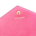 Grain De Poudre Matelasse Chevron Monogram Chain Wallet Lipstick Fuchsia