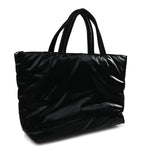 Silktech Canvas Wide Puffer Tote Black