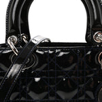 Patent Cannage Medium Lady Dior Navy Blue