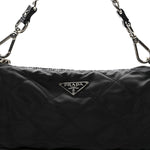 Tessuto Nylon Saffiano Impunturato Quilted Barrel Pochette Black