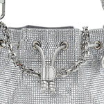 Satin Crystal Embellished Medium Piper Bucket  Silver Rhine
