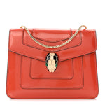 Metallic Calfskin Small Serpenti Forever Snake Strap Crossbody Bag Orange