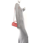Lambskin Quilted Small Charming Top Handle Vanity Case With Chain Pink