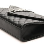Grain De Poudre Textured Mixed Matelasse Triquilt Small Monogram Satchel Black