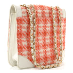 Tweed Calfskin Square Flap Bag Orange White