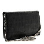 Calfskin Crocodile Embossed Cassandre Wallet On Chain WOC Black