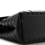 Calfskin Y Quilted Monogram Monochrome Medium Loulou Chain Satchel Black