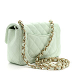 Lambskin Quilted Mini Rectangular Flap Light Green