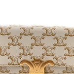 Canvas Calfskin Triomphe Shoulder Bag White
