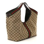 GG Monogram Web Large Giglio Tote Beige Brown