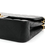 Lambskin Quilted Medium Double Flap Black