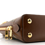 GG Supreme Monogram Azalea Calfskin Small Horsebit 1955 Top Handle Bag Beige Ebony Brown Sugar