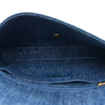 Denim Shearling Hieroglyph Flap Blue