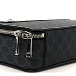 GG Supreme Monogram Calfskin Web Medium Messenger Bag Black Grey