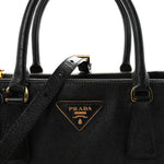 Saffiano Lux Small Galleria Double Zip Tote Black