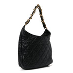 Lambskin Quilted Large CC Funky Town Hobo Black