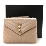 Calfskin Y Quilted Monogram Small Loulou Chain Satchel Dark Beige