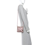 Crystal Embellished Metallic Lambskin Mini Chanel 22 Light Pink