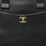 Grained Calfskin Medium Bi-Color Neo Executive Shopper Tote Black Beige