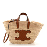 Raffia Calfskin Triomphe Teen Panier Tan