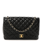 Lambskin Quilted Maxi Double Flap Black
