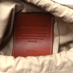 Raffia Calfskin Small Woody Striped Basket Bag Brown