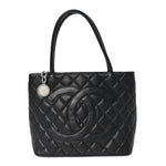 Caviar Quilted Medallion Tote Black