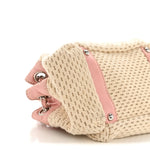 Canvas Woven Lambskin Lax Accordion Hobo Pink