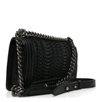 Calfskin Pleated Medium Boy Flap Black