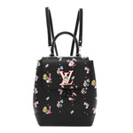 Calfskin Flower Lockme Mini Backpack Black Multicolor