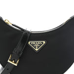 Re-Nylon Spazzolato Mini Arque Shoulder Bag Black