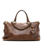 Soft Calf Shopping Tote Brown