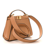 Vitello Seta Fabric Jacquard FF 1974 Mini Peekaboo Iconic Satchel Miele Scuro