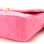 Goatskin Quilted Large Chanel 19 Flap Neon Pink