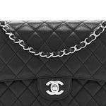 Caviar Quilted Medium Double Flap Black