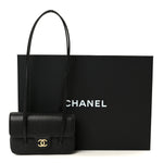 Shiny Caviar Mini Preppy Coco Shoulder Bag Black