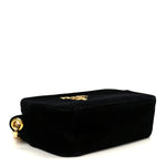 Velluto Zip Top Chain Shoulder Bag Black