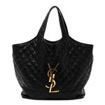 Lambskin Quilted Maxi Icare Shopping Tote Black