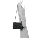Caviar Quilted Jumbo Double Flap Black