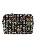 Tweed Sequin Small Single Flap Black Red Multicolor