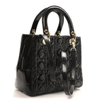Patent Cannage Medium Lady Dior Dark Brown