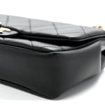 Lambskin Quilted Resin Bi-Color Chain Flap Bag Black