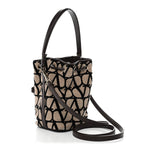 Toile Iconographe Nappa Mini Vlogo Signature Bucket Bag Naturale Black Fondant
