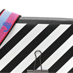Saffiano Striped Mini Diag Binder Clip Bag Black White Indus